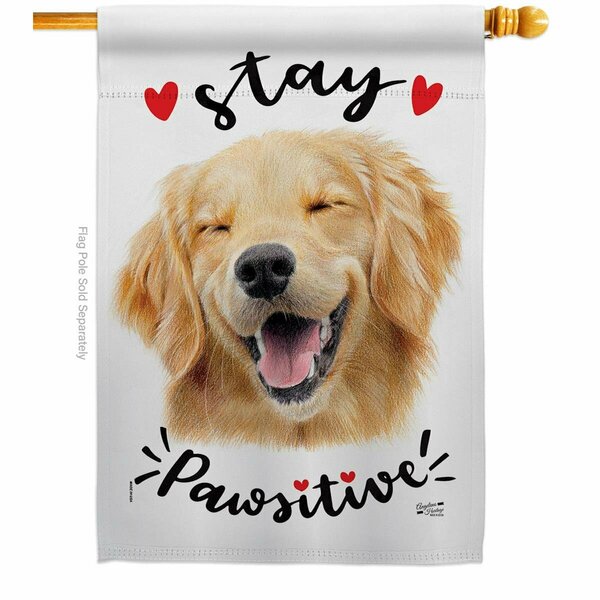 Patio Trasero Stay Pawsitive Animals Dog 28 x 40 in. Double-Sided Vertical House Flags for  Banner Garden PA3920142